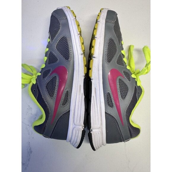 Nike Revolution Running Shoes Women's Size 8 Youth 7 Sneakers Gray Pink Neon - Picture 8 of 10